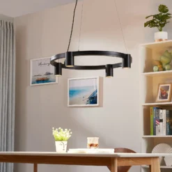 Arcchio Hängeleuchte Brinja, schwarz, Ø 64 cm, 4-flg., GU10