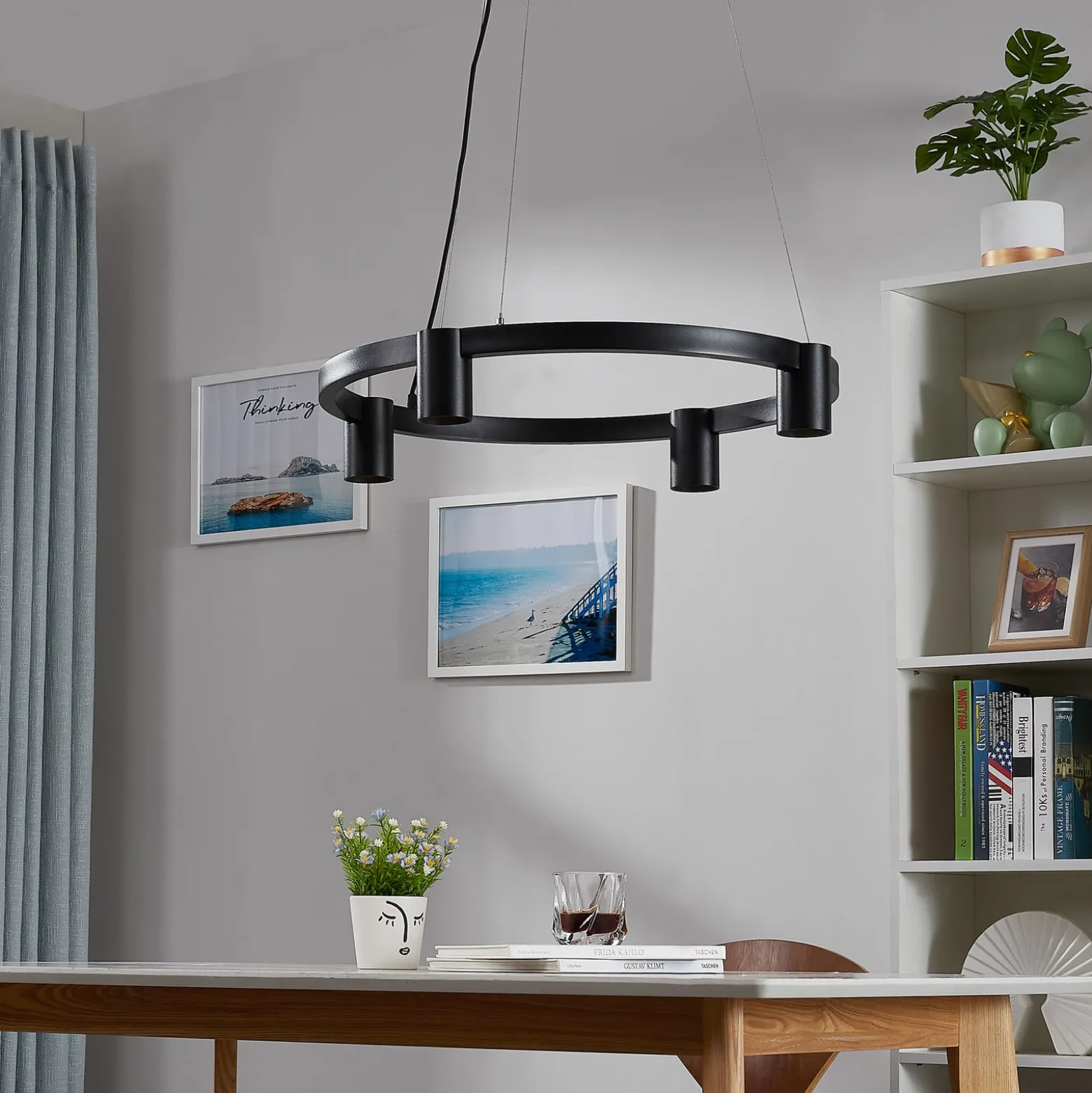 Arcchio Hängeleuchte Brinja, schwarz, Ø 64 cm, 4-flg., GU10