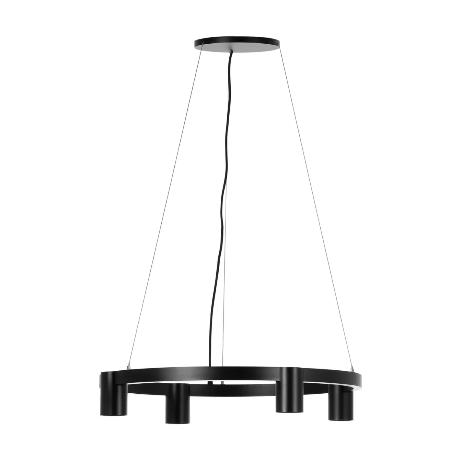 Arcchio Hängeleuchte Brinja, schwarz, Ø 64 cm, 4-flg., GU10