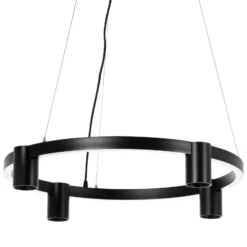 Arcchio Hängeleuchte Brinja, schwarz, Ø 64 cm, 4-flg., GU10