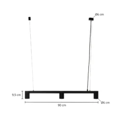 Arcchio Hängeleuchte Brinja, schwarz, 90 cm, 3-flg., GU10