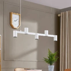 Arcchio Hängeleuchte Brinja, weiß, Länge 90 cm, 5-flg., GU10