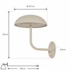 Arcchio LED-Akkutischleuchte Thenra, beige, Wandhalterung