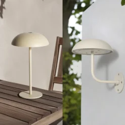 Arcchio LED-Akkutischleuchte Thenra, beige, Wandhalterung