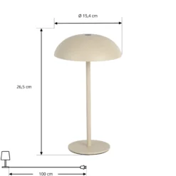 Arcchio LED-Akkutischleuchte Thenra, beige, Wandhalterung