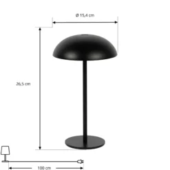 Arcchio LED-Akkutischleuchte Thenra, schwarz, Wandhalterung