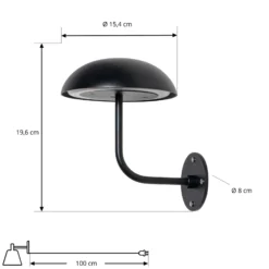 Arcchio LED-Akkutischleuchte Thenra, schwarz, Wandhalterung