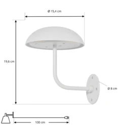 Arcchio LED-Akkutischleuchte Thenra, weiß, Wandhalterung