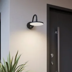Arcchio LED-Außenwandleuchte Fineria, Ø22 cm, Metall, Sensor
