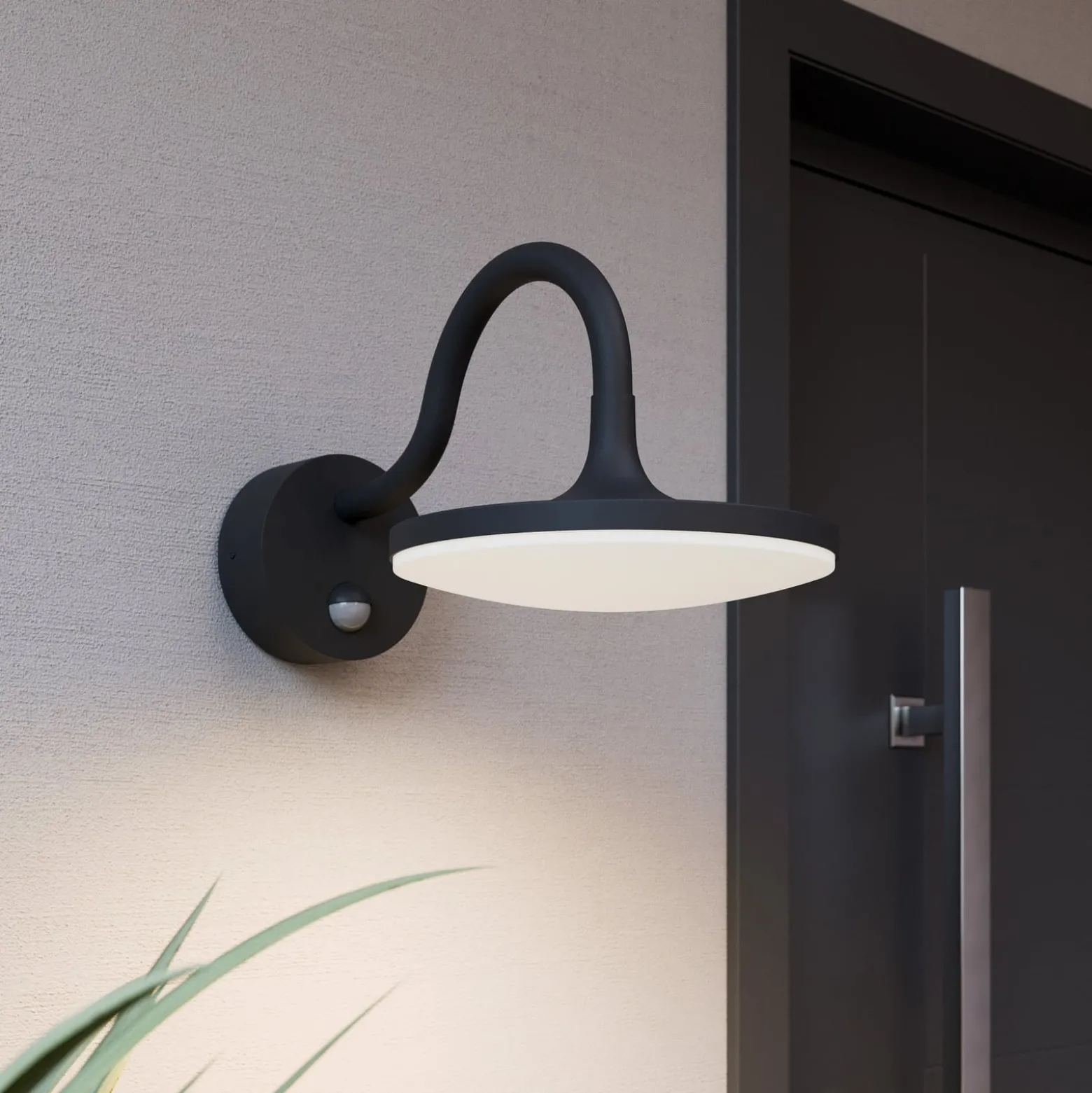 Arcchio LED-Außenwandleuchte Fineria, Ø22 cm, Metall, Sensor