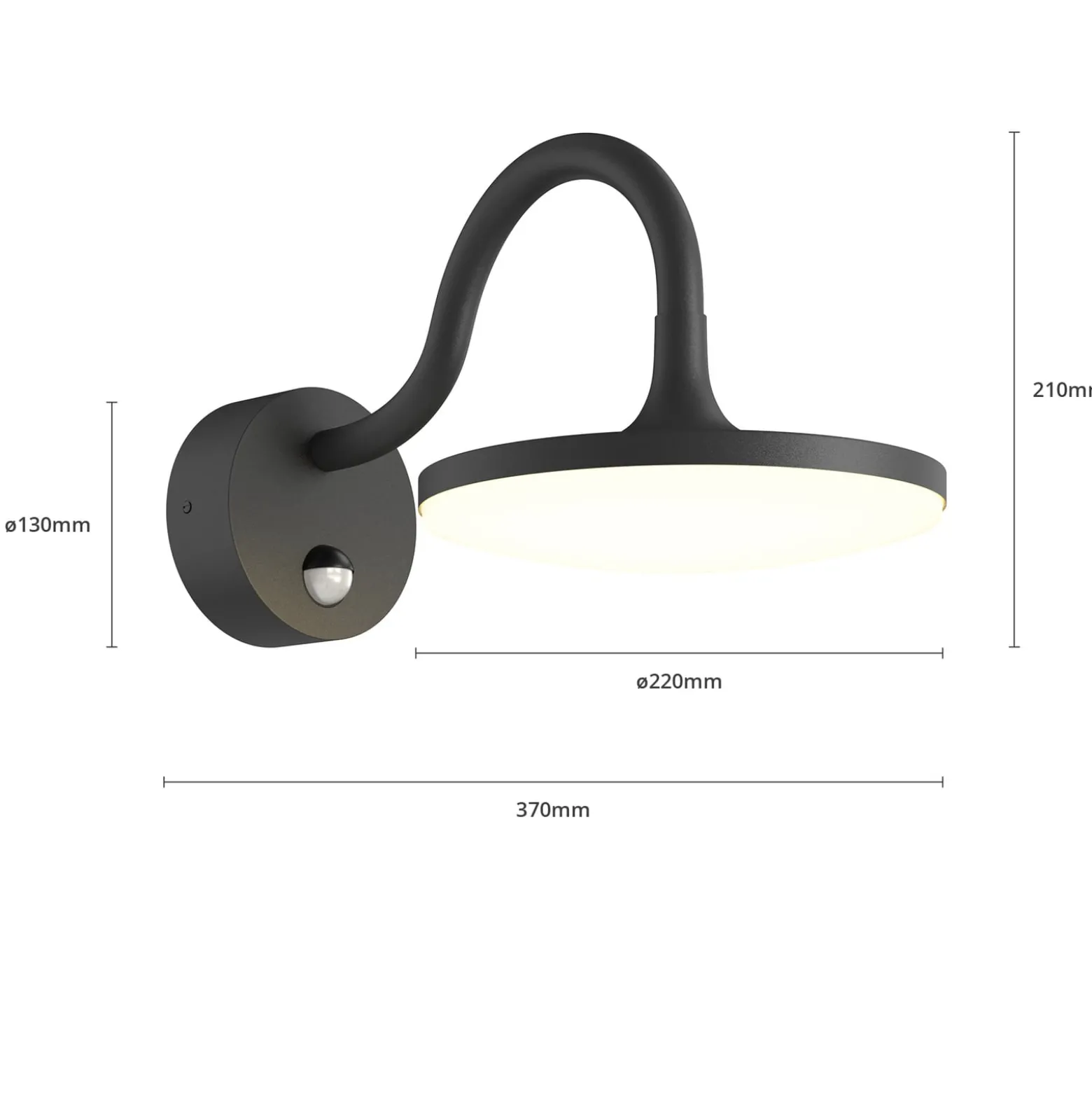 Arcchio LED-Außenwandleuchte Fineria, Ø22 cm, Metall, Sensor