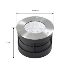 Arcchio LED-Bodeneinbauspot Thentos, Ø 18 cm 60° nickel IP67