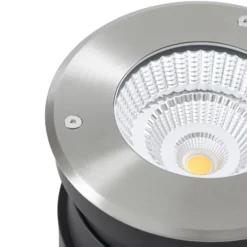 Arcchio LED-Bodeneinbauspot Thentos, Ø 18 cm 60° nickel IP67