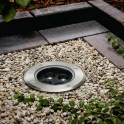 Arcchio LED-Bodeneinbauspot Thentos, Ø 12 cm 40° nickel IP67