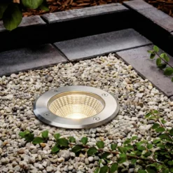 Arcchio LED-Bodeneinbauspot Thentos, Ø 12 cm 60° nickel IP67