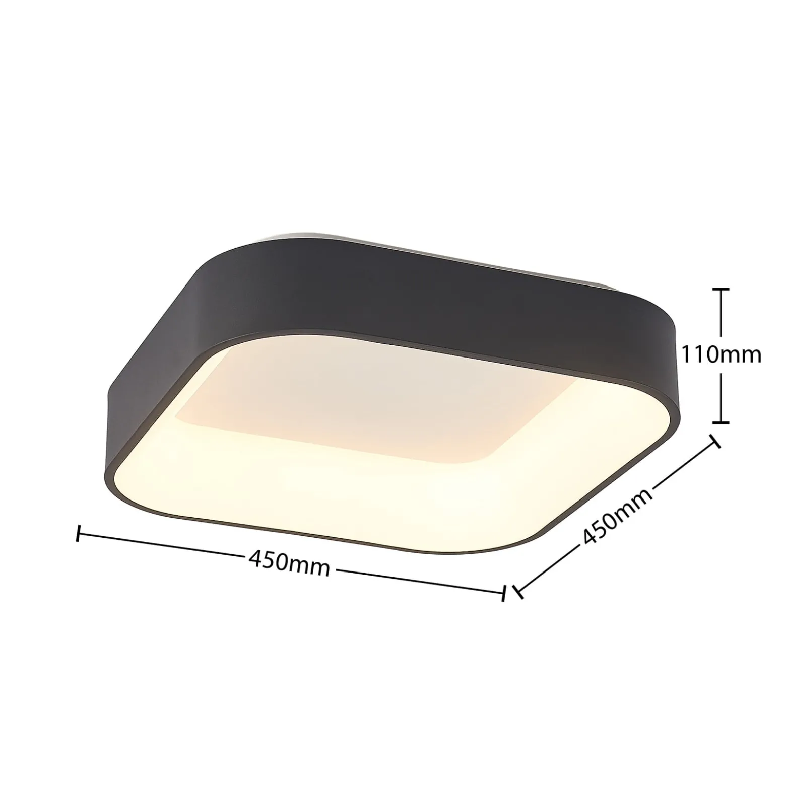 Arcchio LED-Deckenlampe Aleksi, 45 x 45 cm, schwarz, CCT