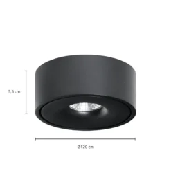 Arcchio LED-Deckenlampe Rotari, Ø 12 cm, up & down, schwarz