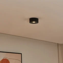 Arcchio LED-Deckenlampe Rotari, schwarz, Metall, Ø 12cm