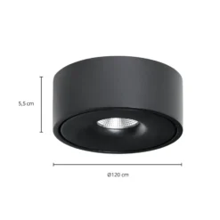 Arcchio LED-Deckenlampe Rotari, schwarz, Metall, Ø 12cm