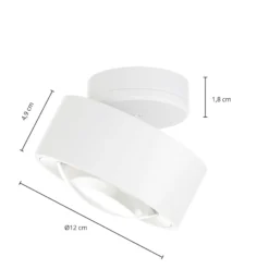 Arcchio LED-Deckenlampe Rotari, weiß, 12 cm, beweglich