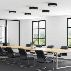 Arcchio LED-Deckenlampe Vanida, schwarz, Ø 40 cm, up/down