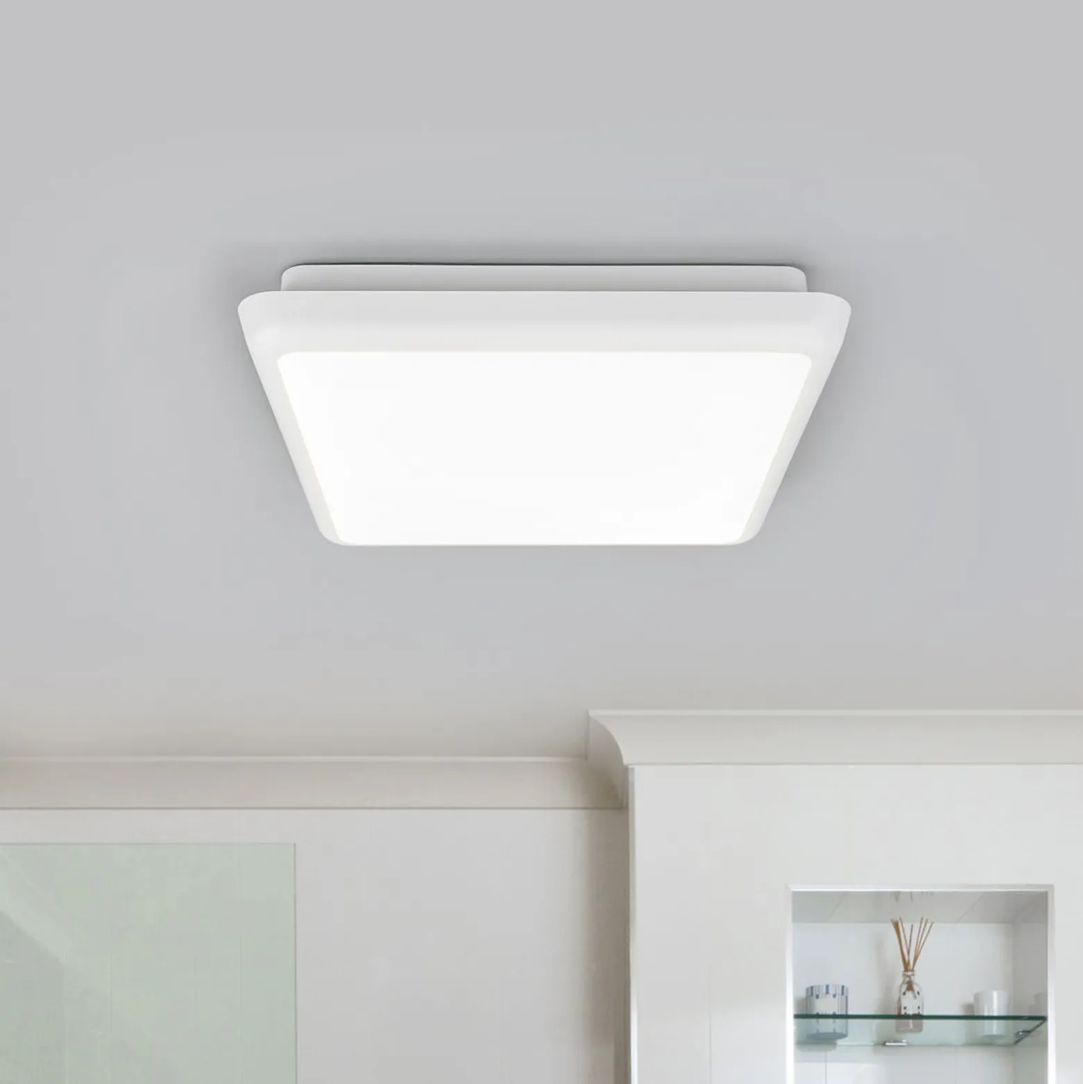 Arcchio LED-Deckenleuchte Augustin, 25 x 25 cm, weiß, IP54