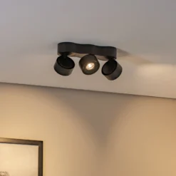 Arcchio LED-Deckenleuchte Rotari, Linsen, 3-flammig, schwarz