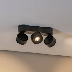 Arcchio LED-Deckenleuchte Rotari, Linsen, 3-flammig, schwarz