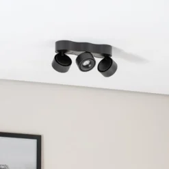 Arcchio LED-Deckenleuchte Rotari, Linsen, 3-flammig, schwarz