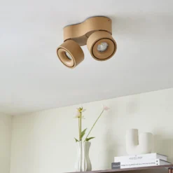 Arcchio LED-Deckenstrahler Rotari, braun, 2-flg., 8,9W
