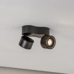 Arcchio LED-Deckenstrahler Rotari, 1240lm, 2-flg., schwarz