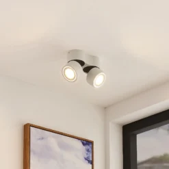 Arcchio LED-Deckenstrahler Rotari, weiß, 2-flg., 1362lm