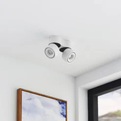 Arcchio LED-Deckenstrahler Rotari, weiß, 2-flg., 1362lm