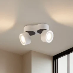 Arcchio LED-Deckenstrahler Rotari, weiß, 2-flg., 2270lm