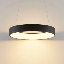 Arcchio LED-Hängelampe Aleksi, Ø 60 cm, schwarz, Metall, CCT