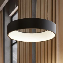 Arcchio LED-Hängelampe Aleksi, Ø 45 cm, schwarz, Metall, CCT