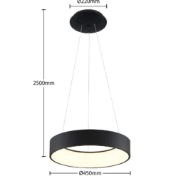 Arcchio LED-Hängelampe Aleksi, Ø 45 cm, schwarz, Metall, CCT