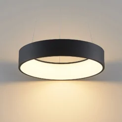 Arcchio LED-Hängelampe Aleksi, Ø 45 cm, schwarz, Metall, CCT