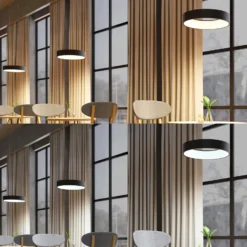 Arcchio LED-Hängelampe Aleksi, Ø 45 cm, schwarz, Metall, CCT