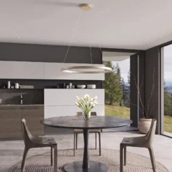 Arcchio LED-Hängeleuchte Albiona, beige, 1 Ring, Ø 80 cm