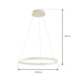 Arcchio LED-Hängeleuchte Albiona, beige, 1 Ring, Ø 60 cm