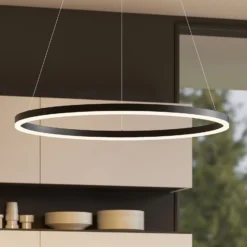 Arcchio LED-Hängeleuchte Albiona, schwarz, 1 Ring, Ø 80 cm