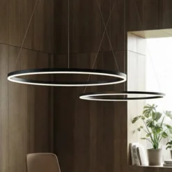 Arcchio LED-Hängeleuchte Albiona, schwarz, 1 Ring, Ø 80 cm