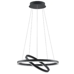 Arcchio LED-Hängeleuchte Albiona, schwarz, 2 Ringe, Ø 60 cm