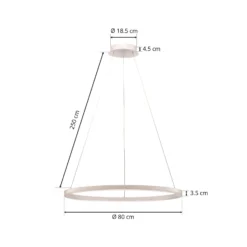 Arcchio LED-Hängeleuchte Albiona, weiß, 1 Ring, Ø 80 cm