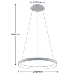 Arcchio LED-Hängeleuchte Vivy, Ø 58 cm, weiß, Metall