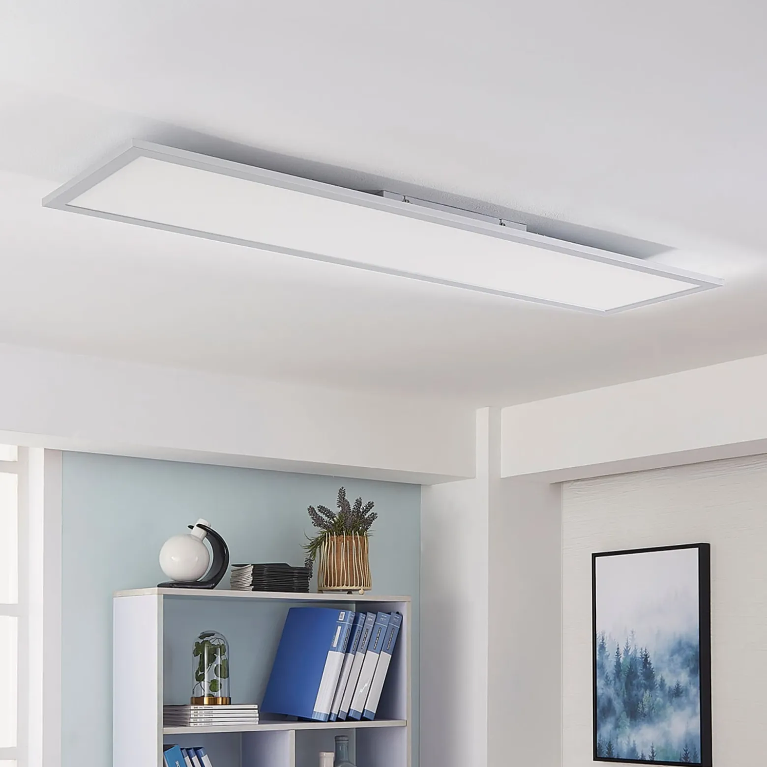 Arcchio LED-Panel Lysander, silber, 119cm, 50W, CCT, dimmbar