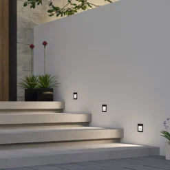 Arcchio LED-Wandeinbaulampe Zamo, Raster, schwarz, IP65