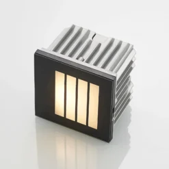 Arcchio LED-Wandeinbaulampe Zamo, Raster, schwarz, IP65
