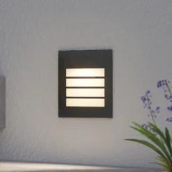 Arcchio LED-Wandeinbaulampe Zamo, Raster, schwarz, IP65
